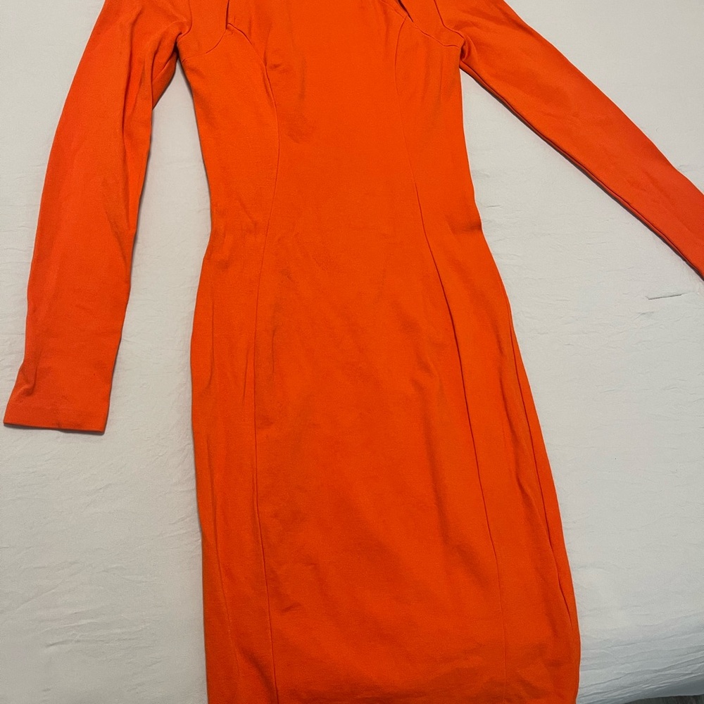 Elegant Orange Long Sleeve Dress